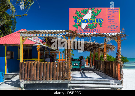 A beach-side restaurant on Cay Caulker, Belize. Stock Photo
