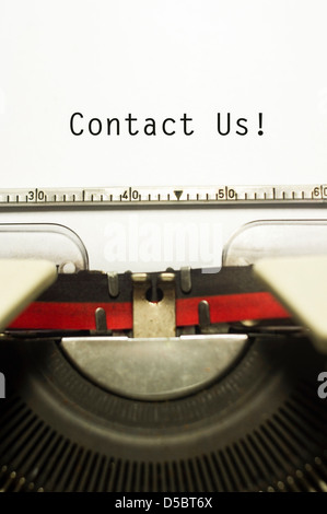 contact us concepts, with message on typewriter paper. Stock Photo