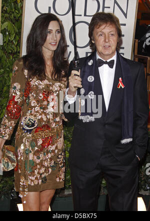 British former Beatle Sir Paul McCartney and US member of the Board of the New York Metropolitan Transportation Authority, Nancy Shevell, arrive for the 67th Golden Globe Awards in Los Angeles, USA, 17 January 2010. The Globes honour excellence in cinema and television. Photo: Hubert Boesl Stock Photo