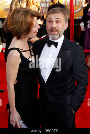 Austrian actor Christoph Waltz (R) and his partner Judith Holste (L) attend the 16th Annual Screen Actor's Guild (SAG) Awards at the Shrine Auditorium in Los Angeles, California, USA, 23 January 2010. The Screen Actors Guild honours excellence in five film and eight prime time television categories. Photo: Hubert Boesl Stock Photo