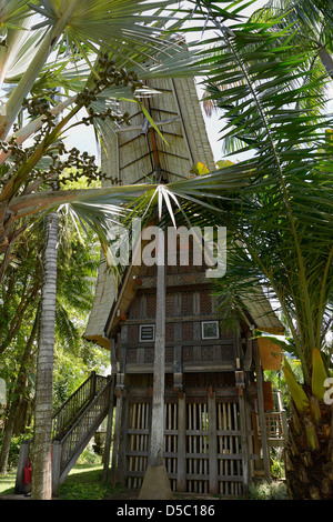 Asia Bali Indonesia Central region Ornithological park, Toraja house from the Sulawesi island Stock Photo