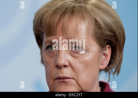 German Chancellor Angela Merkel seen during a press conference at the Chancellery in Berlin, Germany, 26 January 2010. Photo: Robert Schlesinger Stock Photo