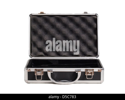 Briefcase lying on white. An object used to carry things. Stock Photo