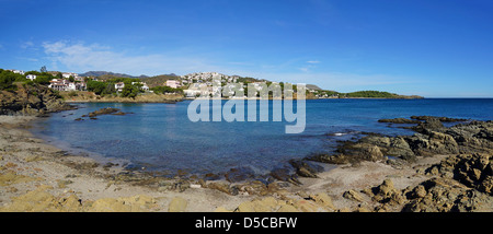 Coastal panorama in a cove near Llanca, Mediterranean sea, Costa Brava, Catalonia, Spain Stock Photo