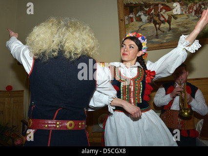 Dancers in national costumes, Krakow, Poland Stock Photo