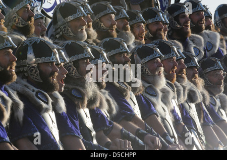 Up Helly Aa 2013 Europe's largest fire festival held in Lerwick the capital of Shetland Scotland UK Stock Photo