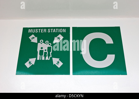 muster station C assembly point on board a ship norway europe Stock Photo