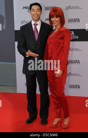 Dr. Philipp Roesler and Miss IFA Eva at the opening of the IFA International Consumer Electronics Trade Show (Internationale Stock Photo