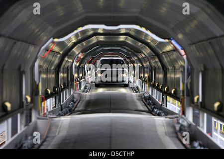 Bremerhaven, Germany, new cars at the Auto Terminal in Bremerhaven BLG deleted from trains Stock Photo