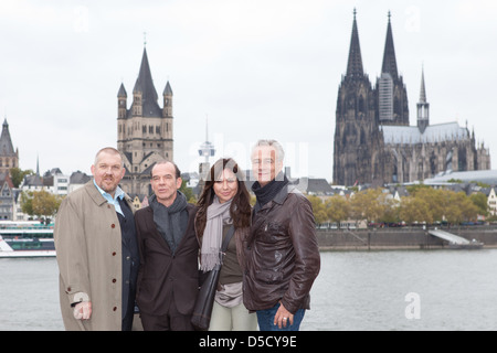 Dietmar Baer, Martin Wuttke, Simone Thomalla, Klaus J Behrendt, at a photocall for 'Tatort: Ihr Kinderlein kommet' at Stock Photo