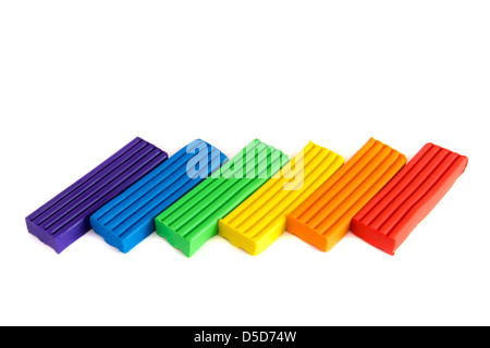 Set of color plasticine isolated on white background Stock Photo