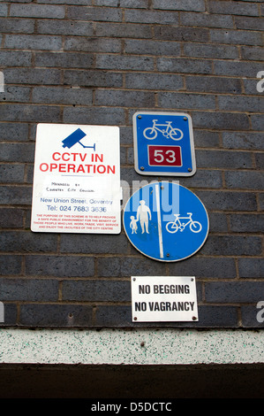 Underpass signs, Spon End, Coventry, UK Stock Photo