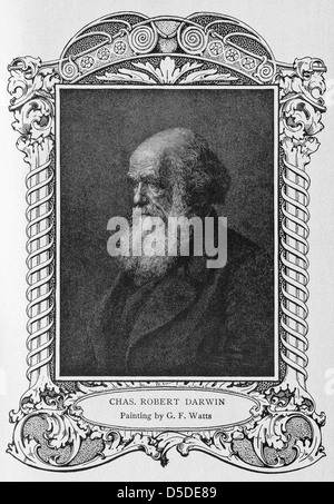 19th-century British Victorian painter George Frederic Watts did this portrait of Charles Robert Darwin. Stock Photo