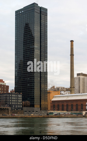 View of One East River Place, seen from Roosevelt Island, New York Stock Photo