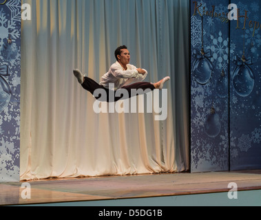 Adult ballet dancer performing on stage in a shopping center on Cagayan de Oro, Philippines Stock Photo
