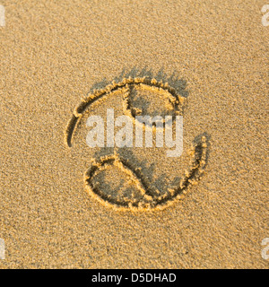 Zodiac sign Cancer, drawn on the facture beach sand. (zodiac signs series) Stock Photo