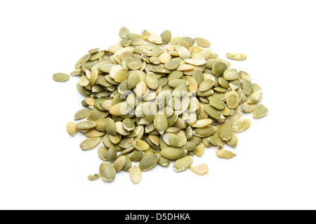 group of pumpkin seeds isolated on white background Stock Photo