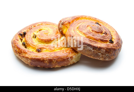 buns with raisins isolated on white background Stock Photo