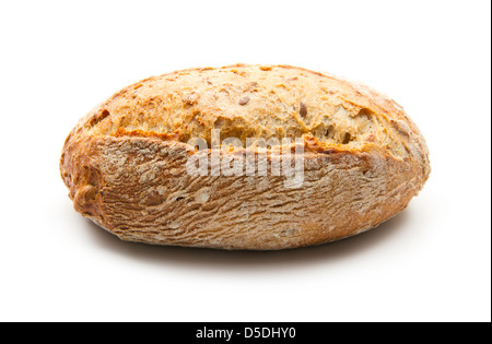 wholemeal bread roll isolated on white background Stock Photo