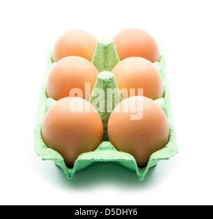 eggs in green box isolated on white background Stock Photo