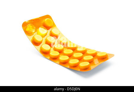 pills in blister isolated on white background Stock Photo