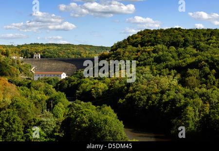 Looking towards the Eguzon hydroelectric dam on the river Creuse, central France Stock Photo