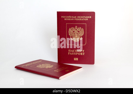 Two russian passports on white background Stock Photo