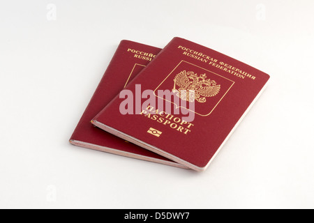 Two russian passports on white background Stock Photo