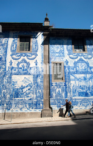 Painted Decorative Tiles on the walls of the Capela das Almas Porto Stock Photo