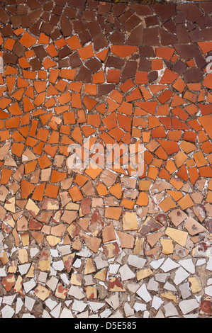 Coloured glass mosaic found on Casa Batllo - a house redesigned in 1904 by Antoni Gaudi Stock Photo