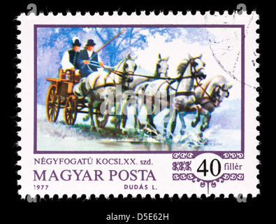 Postage stamp from Hungary depicting 1976  World Driving Imre Abonyi driving  four-in-hand Stock Photo