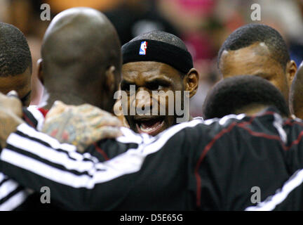 March 29, 2013 - New Orleans, Louisiana, United States of America - March 29, 2013: Miami Heat small forward LeBron James (6) before the NBA basketball game between the New Orleans Hornets and the Miami Heat at the New Orleans Arena in New Orleans, LA. Stock Photo