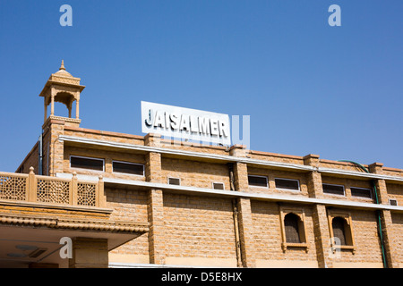 Sign at a railway station, Jaisalmer, Rajasthan, India Stock Photo