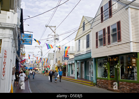 A street view in Provincetown showing the shops and houses Stock Photo