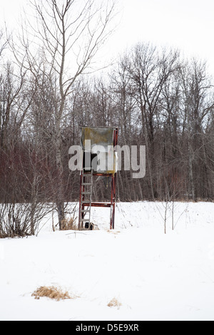 Wisconsin deer hunting tower blind. Stock Photo