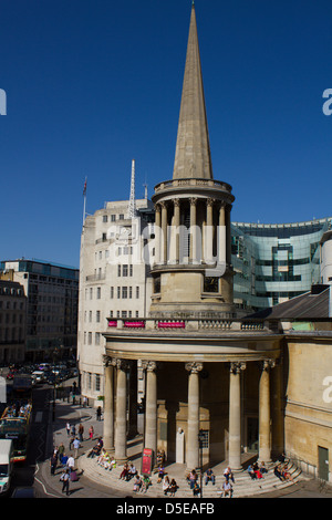 All Souls Church and BBC Broadcasting House, Langham Place, London Stock Photo