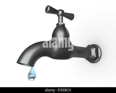 Illustration of water tap dripping with water drop isolated on white ...