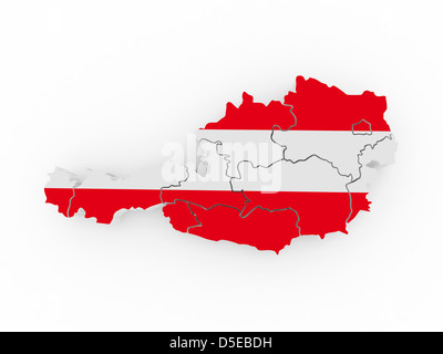 Map of Austria in egyptian flag colors. 3d Stock Photo