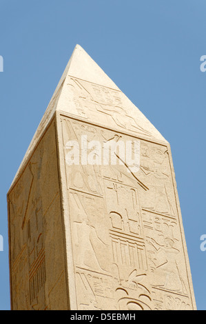 Luxor. Egypt. Tip of the Obelisk of Queen Hatshepsut which is the tallest in Egypt and located at the Temple of Amun at Karnak. Stock Photo