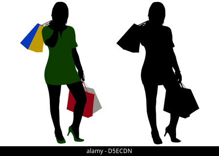 Women Shopping isolated Stock Photo