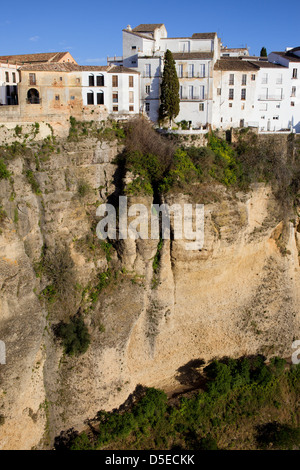 Houses on a high cliff in Ronda, Andalusia, Spain. Stock Photo