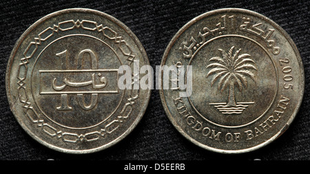 10 Fils coin, Palm tree, Bahrain, 2005 Stock Photo