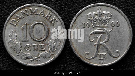 10 Ore coin, Frederik IX, Denmark, 1966 Stock Photo