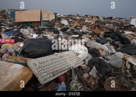 Electronic waste in Agbogbloshie dump, Accra, Ghana. Stock Photo