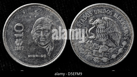 10 pesos coin, Hidalgo, Mexico, 1987 Stock Photo