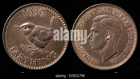 1 Farthing (1/4 penny) coin, UK, 1939 Stock Photo