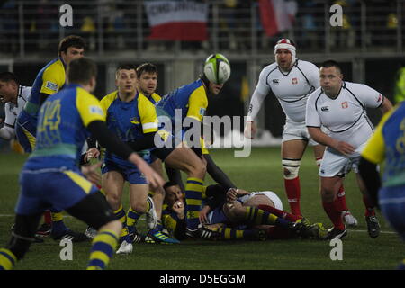 Gdynia, Poland 30th, March 2013 Rugby FIRA Championship , European Nations Cup - Poland v Ukraine game at National Rugby Stadium in Gdynia. Stock Photo