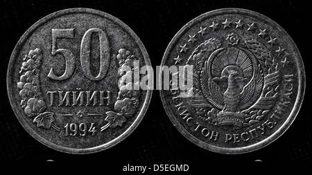 50 Tiyin coin, Uzbekistan, 1994 Stock Photo