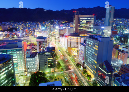 Kobe, Japan downtown district at Sannomiya. Stock Photo