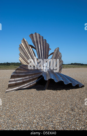 Scallop sculpture to Celebrate Benjamin Britten by Maggi Hambling at Aldeburgh Stock Photo